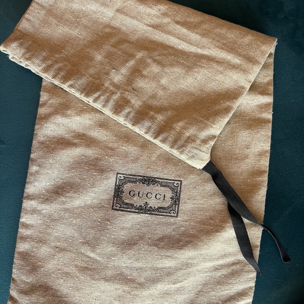 Gucci Dust Bag 8" X 17" Brown Black Wallet Shoe‎ Storage Cover Drawstring